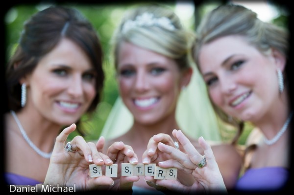 Scrabble Wedding Photos Sisters