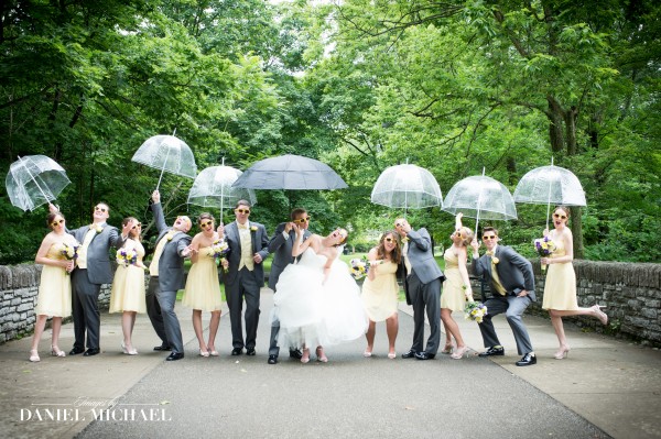 Wedding Party Photos in the Rain