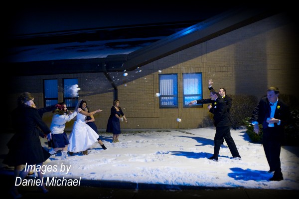 Wedding Party Snowball Fight