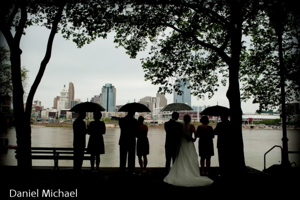 Wedding Party with Umbrellas