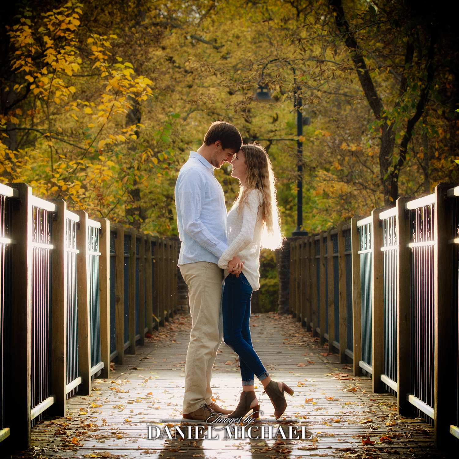 Romantic Engagement Photo on Bridge